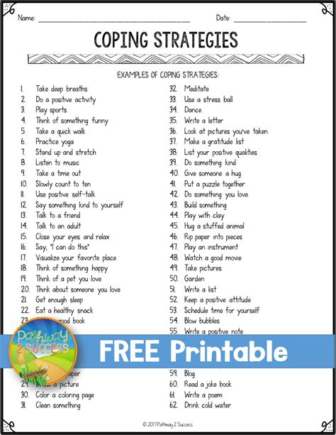 Free Printable Coping Skills Lists