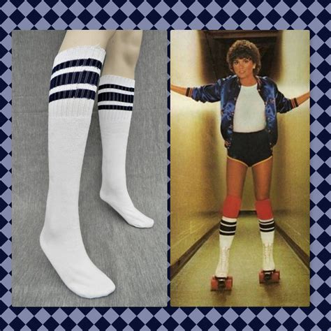 Tube Socks 1970s 80s Gym Socks Geek Love Knee Socks Blue Stripe By