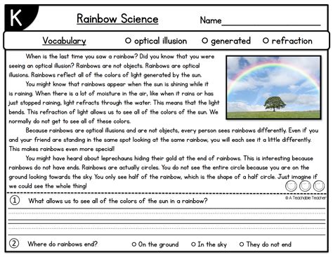 Level K Reading Comprehension Passages And Questions A Teachable Teacher