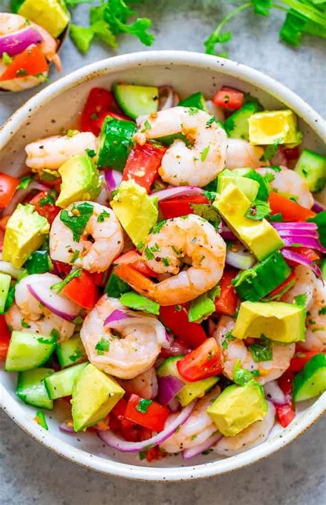 Juicy shrimp is marinated in a zesty vibrant mixture along with tomatoes, cucumber, jalapeño, onion, mangoes and cilantro. The BEST Shrimp Ceviche Recipe - Averie Cooks