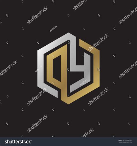 Dy Initial Letters Loop Linked Hexagon Elegant Royalty Free Stock