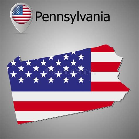 Pennsylvania Outline Map And Flag Stock Vector Illustration Of State