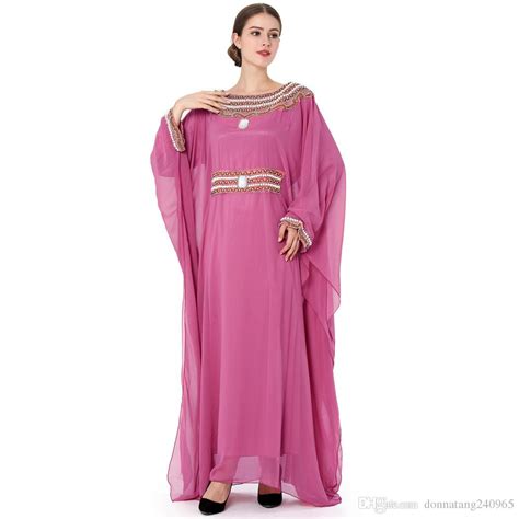 Embroidered Womens Long Batwing Sleeve Islamic Abaya Abaya Dress With