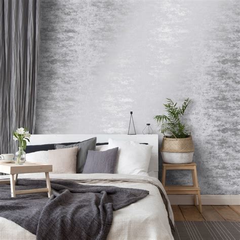 Venice Industrial Metallic Wallpaper In Grey And Silver Grey Wallpaper