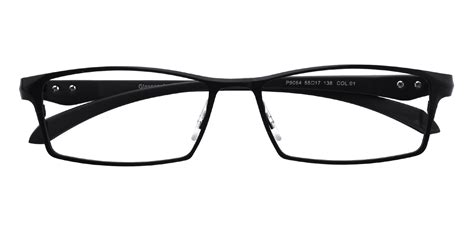 Mens Rectangle Eyeglasses Full Frame Metal Black Fm1296
