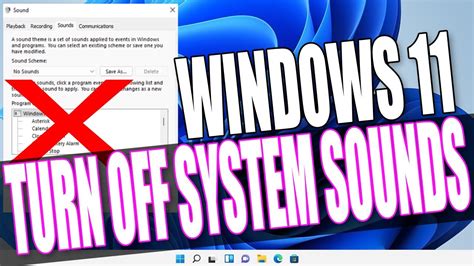 How To Turn Off System Sounds Windows 11 Youtube
