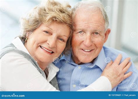 Closeup Portrait Of A Loving Senior Couple Smiling Stock Image Image