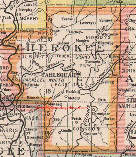 Cherokee County Oklahoma 1922 Map