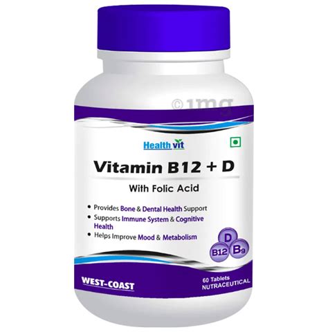 Healthvit Vitamin B12 D With Folic Acid For Bones Immunity