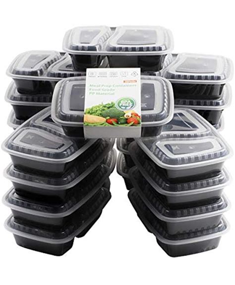 Ez Prepa 15 Pack 32oz 3 Compartment Meal Prep Containers With Lids