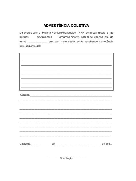 Modelo De Advertência Coletiva Pdf