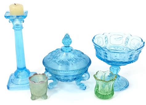 Lot Vintage Antique Glass Compote Lidded Bowls