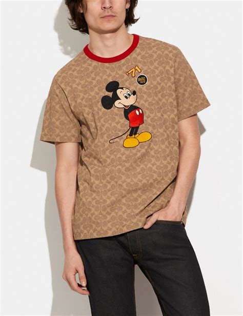 Coach Disney X Mickey Mouse Signature T Shirt In Organic Cotton