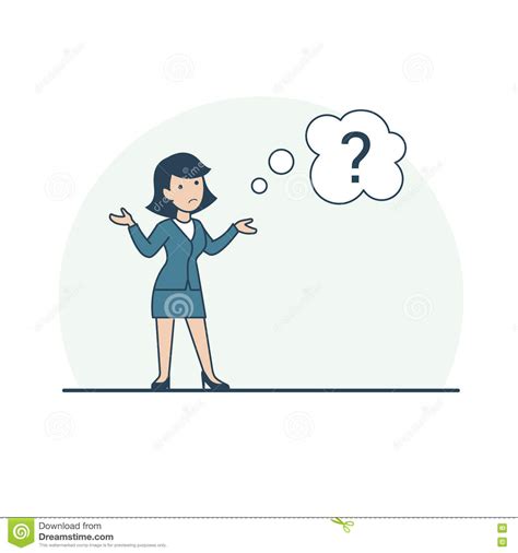 Linear Flat Confused Woman Shrug Shoulders Chat Vector Illustration 77658264