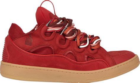 Lanvin Red Multi Lace Curb Sneakers Inc Style