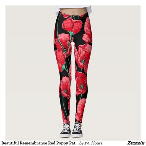 beautiful remembrance red poppy pattern leggings leggings pattern poppy pattern