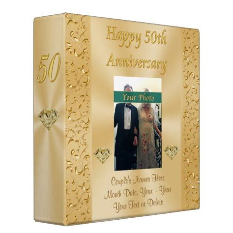 Personalized Golden Anniversary Photo Album Binder Zazzle Anniversary Photo Album 50 Golden