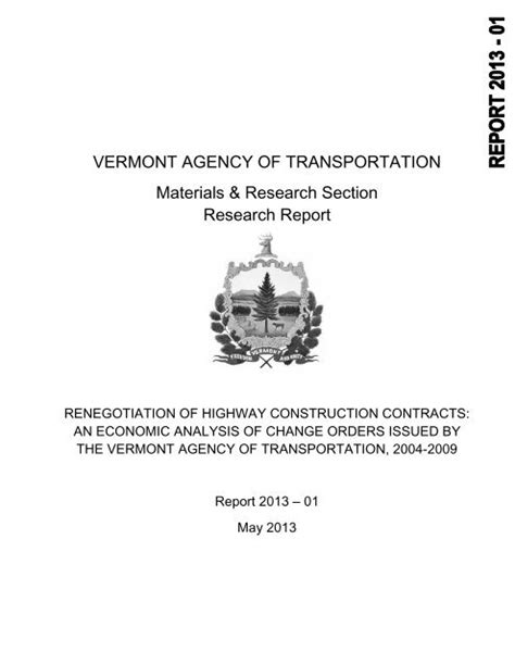 Renegotiation Of Highway Construction Contracts Vermont Aot