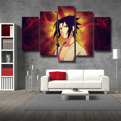 Naruto Shippuden Sasuke Uchiha Fire Release Cool 5pcs Canvas Saiyan Stuff