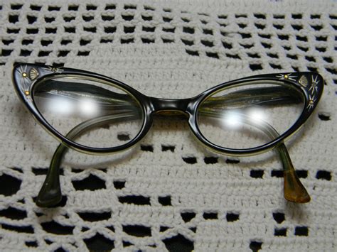 Vintage Black Cat Eye Glasses With Rhinestone Trim Etsy Cat Eye