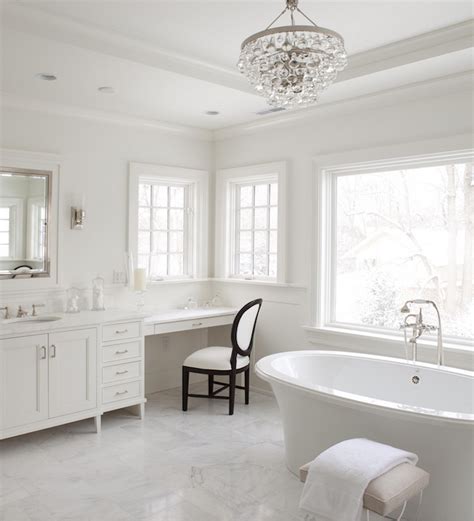 A chandelier brings a bathroom to a whole new level of glamour and luxury. Chandelier Over Bathtub - Transitional - bathroom - Milton ...