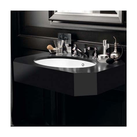Contemporary Black Dupont™ Corian® Wall Mounted Washbasin