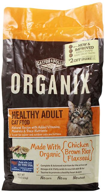 By reading the label, you can check that it complies with the australian standard for the manufacturing and marketing of pet food as 5812:2017  1 . Healthy Adult Cat Food by Castor and Pollux, Organic