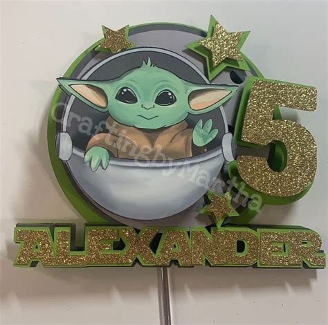 Baby Yoda inspired Cake Topper Baby Yoda party The | Etsy in 2021