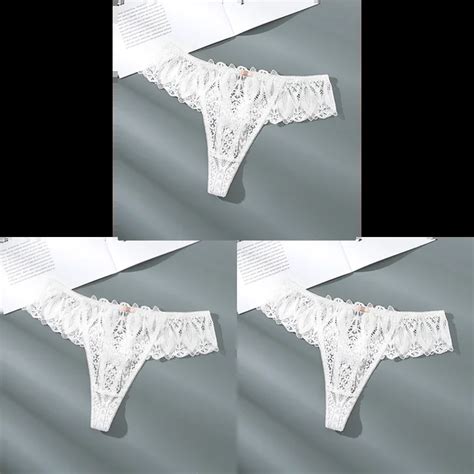 3pcs S 4xl Sexy Lace Panties Women Thongs Hollow Out G String