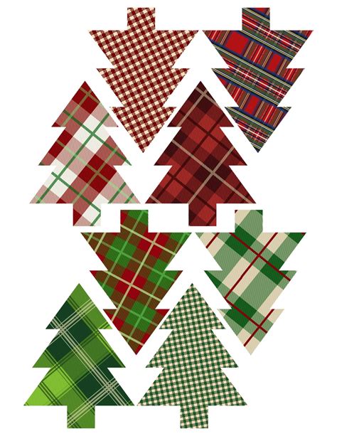 Plaid Christmas Tree Ornaments Printable Paper Trail Design