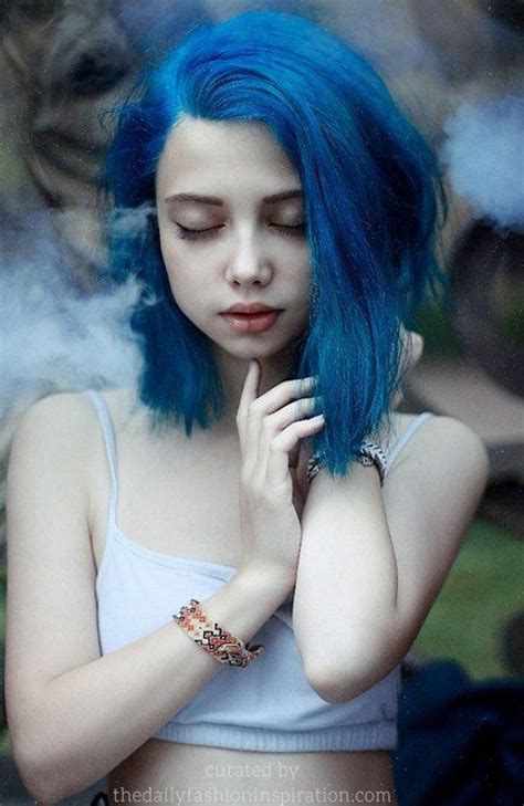 We accept anything from blonde to rainbow. Blue hair trends - The best images