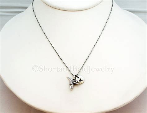 Hummingbird Necklace Initial Necklace Initial Hand Stamped Etsy