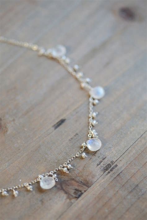 Items Similar To Pearl And Moonstone Necklace Delicate Bridal Jewelry