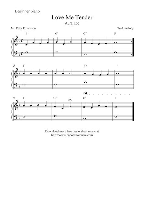 Free Printable Beginner Piano Sheet Music