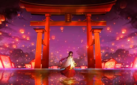 Download Wallpapers Kikyo Lantern Festival Protagonist Inuyasha