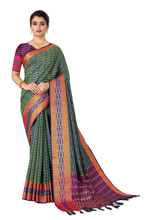 Buy Jiya Hub Womens Kanchipuram Silk Saree With Blouse Piece Jiyasaree04green At