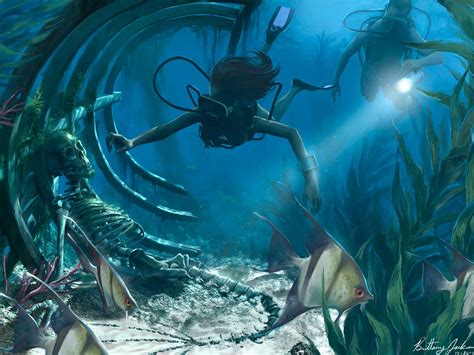 Dead Mermaid Underwater Painting Adventure Art Underwater Art
