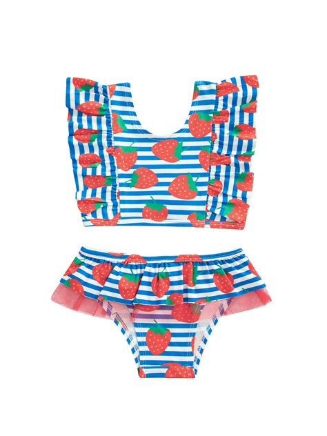 Centuryx Lovely Kids Girls Bikini Set Cute Stripe Strawberrypineapple