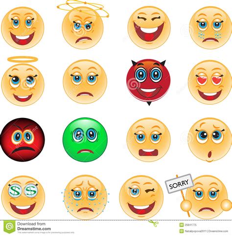 A Set Of Emoticons, Icons, Emotion Stock Illustration - Illustration of ...