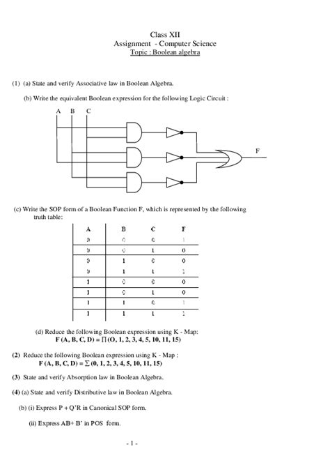 A boolean expression is any expression that has a boolean value. (DOC) Class XII Assignment -Computer Science Topic ...
