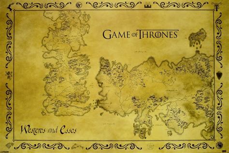 Game Of Thrones Westeros And Essos Map Poster 24 X 36 Posteramerica