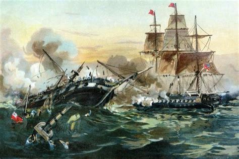 Naval Duel Between The Frigate Uss Constitution And The British Ship