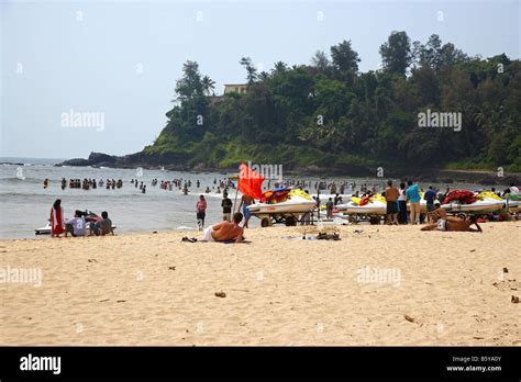 Indian Tourists At Baga Beach Goa India Stock Photo Alamy