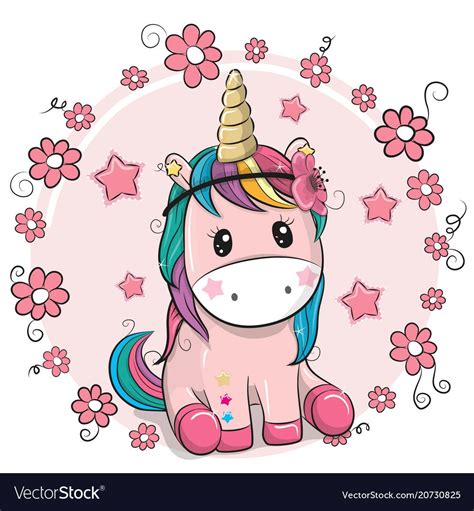 Greeting Card Unicorn With Flowers On A Pink Vector Image On Unicorn