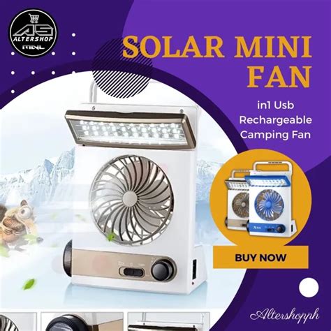 ☂ ☍ Original Solar Power Mini Fan With Led Table Lamp Led Flashlight