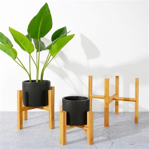 Bamboo Flower Stand Wooden Plant Stands Indoor Flower Pots Wooden