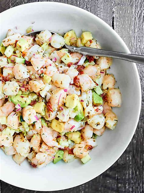 Since the salad is best served cold, it's great to eat on a hot, summer day! Shrimp Avocado Salad Recipe - No Cook, Healthy, Gluten Free