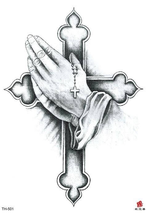 Prayer Hand Cross Big 825 Temporary Tattoo Cool Wrist Tattoos Ebay