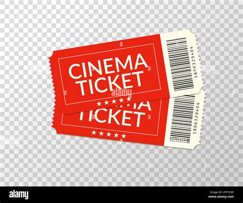 Cinema Ticket Movie Two Realistic Red Coupon Vector Pair Vintage