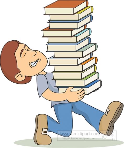 Book Clipart Student Holding Large Stack Books